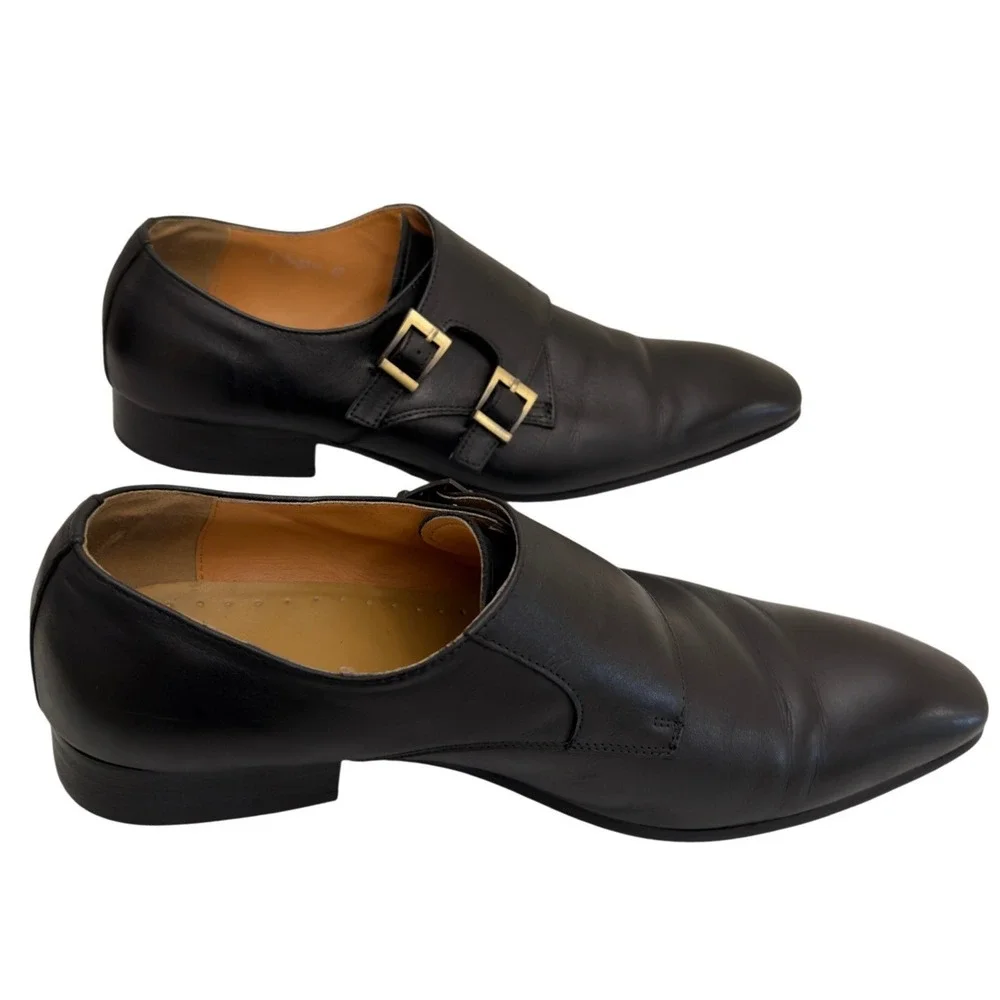 Unbranded Double Monk Strap Dress Shoes Mens 45 Black Excellent Leather Loafers